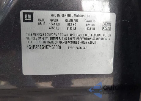 2014 Chevrolet Cruze Ls Auto from USA, damaged, VIN 1G1PA5SG1E7160009